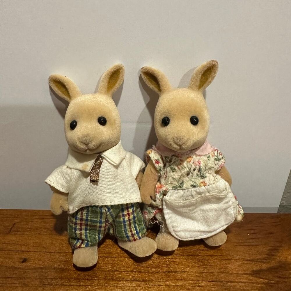 Vintage Calico Critters Kangaroo family Springer Family - played with condition